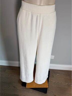 Zella Women's Velour Cream Ribbed Wide Leg Pants Size M